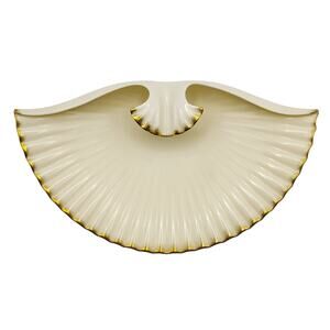 Lenox Art Deco Shell / Fan Porcelain Footed Candy Trinket Dish 24k Gold Trim